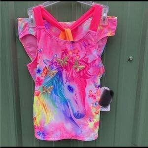 Girls Wonder Nation Unicorn Swimsuit size Large and XL